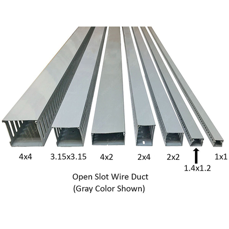 ELECTRIDUCT Open Slot Wire Duct- 1.4" x 1.2" x 6.5ft- Small Case- 6pcs- Gray WD-ED-OS-SC-120-140-GY